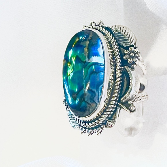 Signature Collection Abalone Crystal Solid Sterling Ring - Picture 4 of 7